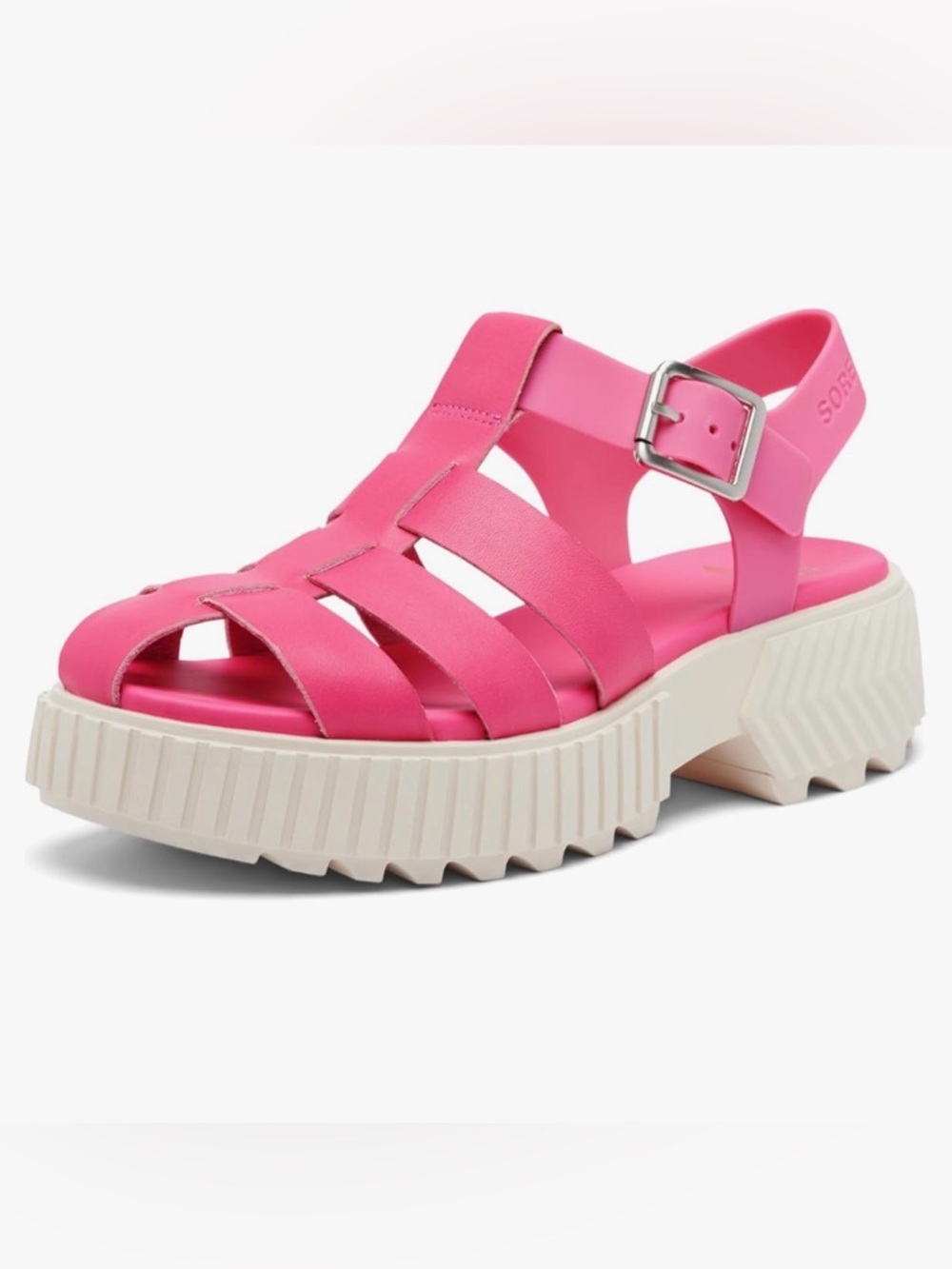 Sorel Fuchsia Strappy Sandals with White Soles